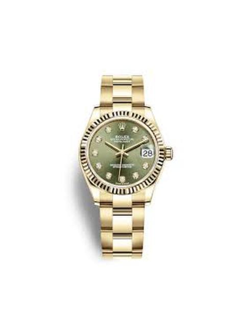 ROLEX Rolex Datejust 31 Olive Green Diamond Dial 18kt Yellow Gold Oyster Ladies Watch 278278GNDO