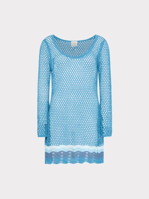 MILLY Crochet Mini Long Sleeve Cover-Up Dress