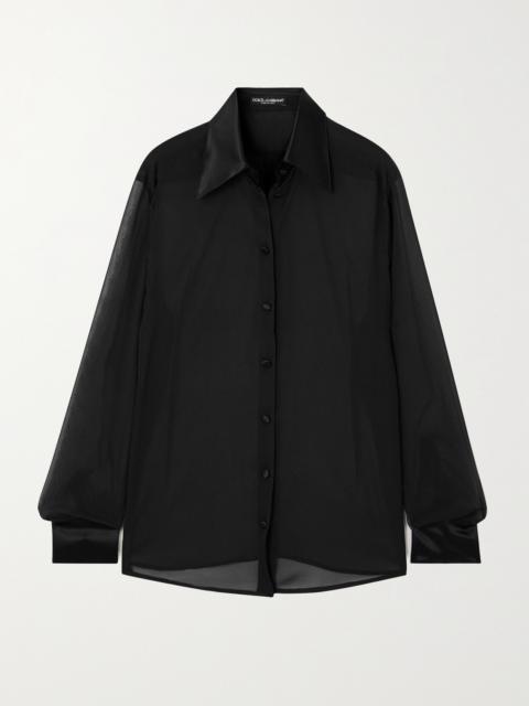 Dolce & Gabbana Satin-trimmed Silk-chiffon Shirt