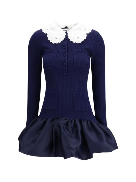 self-portrait Self-portrait Knit Taffeta Mini Dress