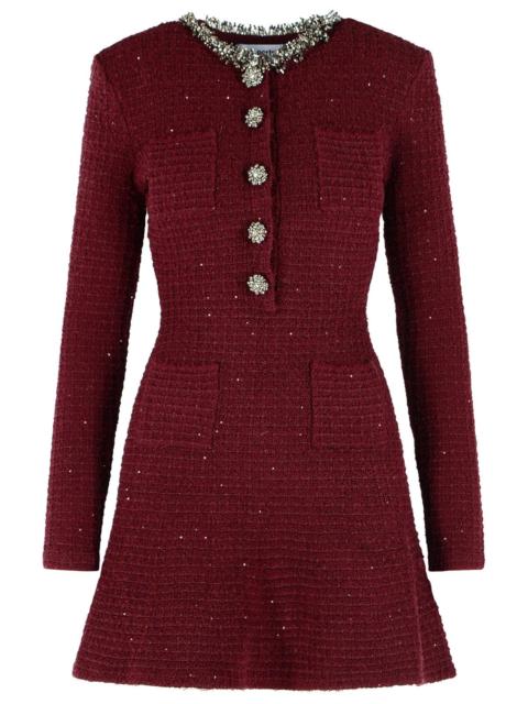 self-portrait Self-Portrait Burgundy Cotton Blend Mini Dress