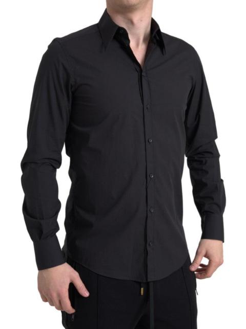 Dolce & Gabbana Black Cotton Men Long Sleeves MARTINI Shirt