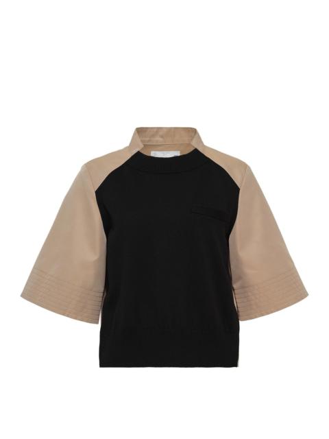 sacai Cotton Gabardine X Knit Pullover