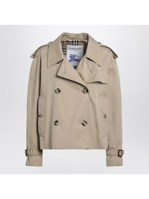 Burberry Burberry Cropped Heritage Trench Coat In Beige Gabardine Women