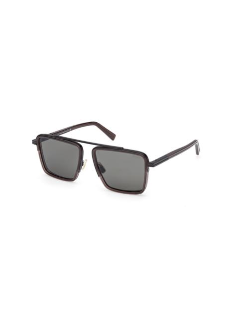 ZEGNA Zegna Polarized Smoke Navigator Men's Sunglasses EZ0272 48D 57