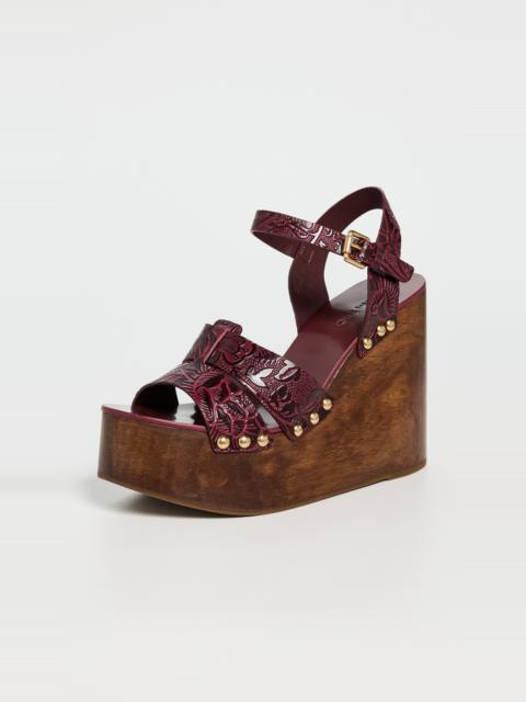 FARM RIO Embossed Wedge Sandals