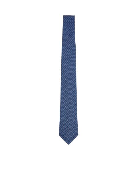 FERRAGAMO Ferragamo Men Blue Silk Tetris Print Tie