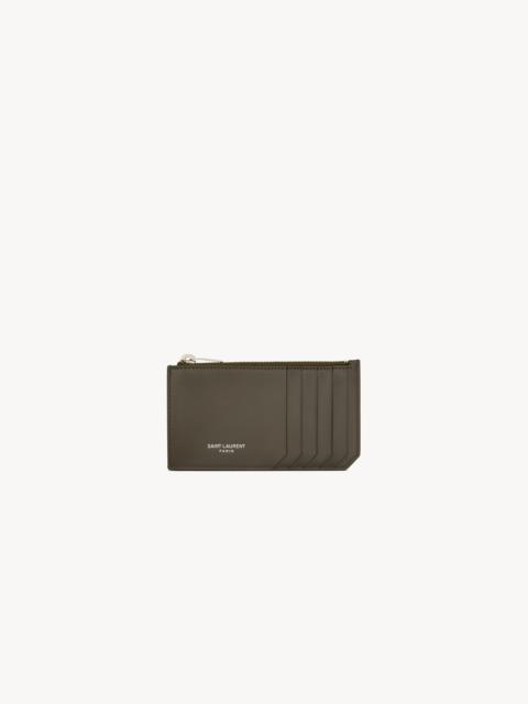 SAINT LAURENT SAINT LAURENT PARIS FRAGMENTS ZIP CARD CASE IN SMOOTH LEATHER