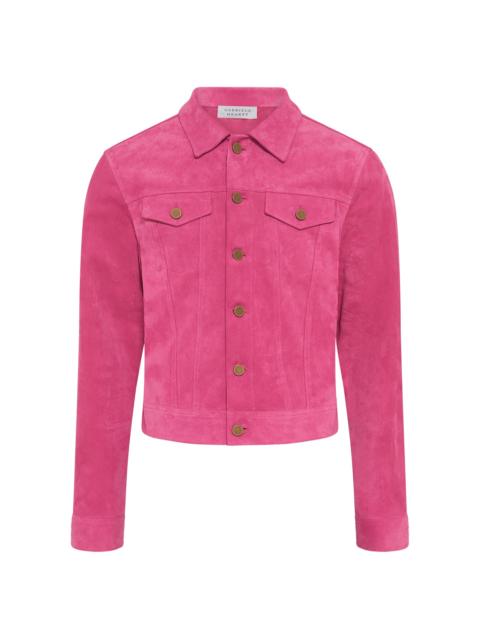 GABRIELA HEARST Barry Trucker Jacket in Fuchsia Suede Corduroy