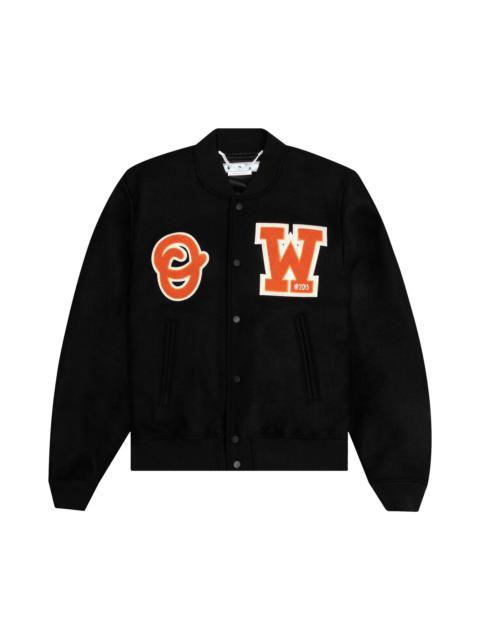 Off-White Off-White OW Patch Varsity Jacket 'Black/Orange'