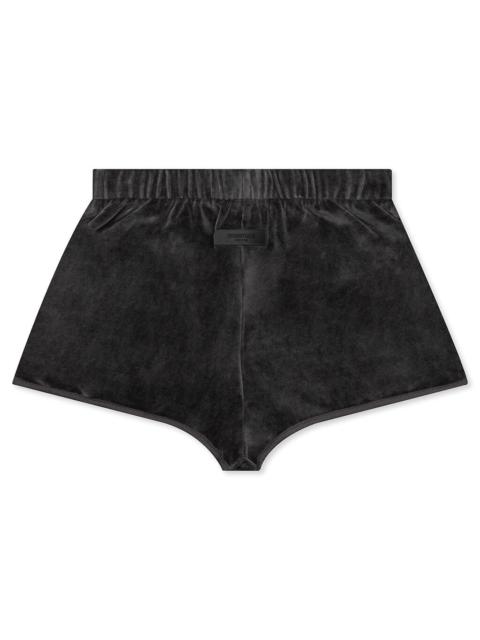 ESSENTIALS FEAR OF GOD ESSENTIALS WOMEN'S VELOUR BEACH SHORT - IRON
