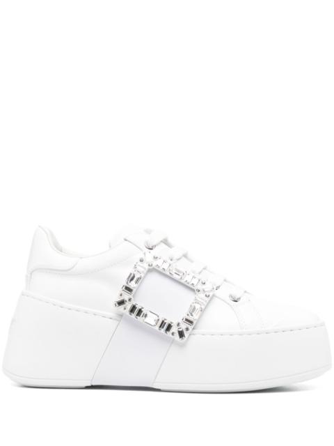 Roger Vivier Women Viv Skate High Strass Leather Sneakers