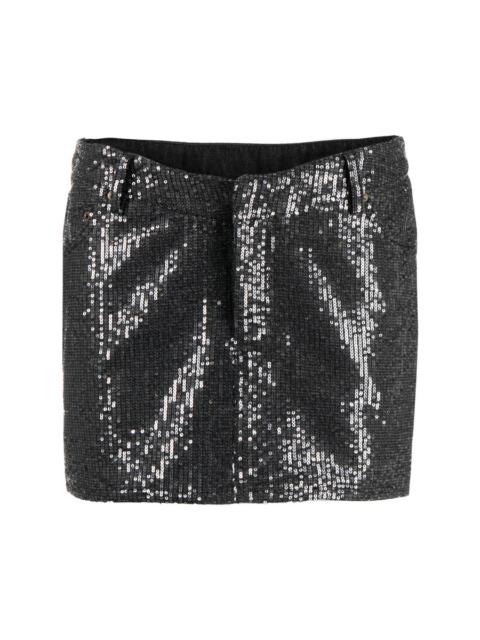 Rotate Ladies Black Sequin Twill Mini Skirt