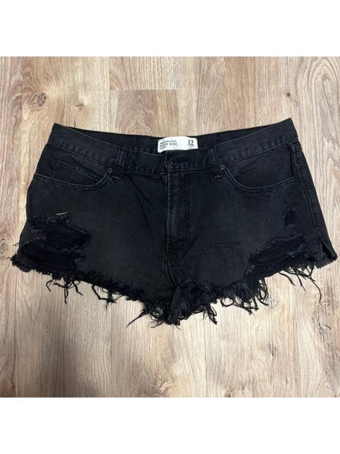 Other Designers Abercrombie & Fitch High Rise 2 Inch Destroyed Black Denim Shorts