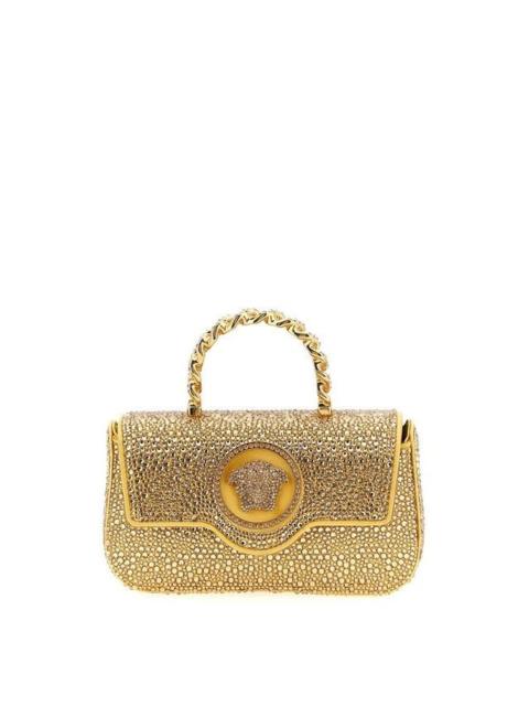 VERSACE VERSACE La Medusa Mini Gold Crystal Top Handle Bag New & Aut