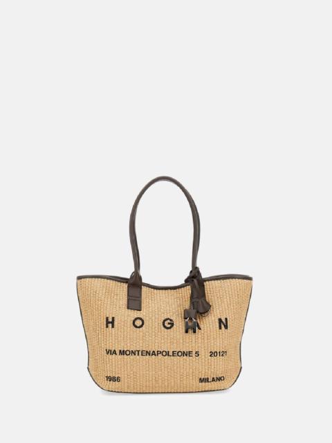 HOGAN ADDRESS RAFFIA SHOPPING BAG