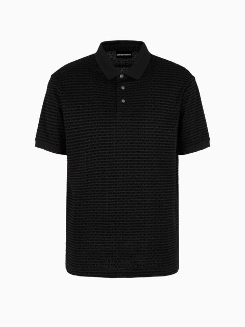EMPORIO ARMANI ASV Lyocell-blend jersey polo shirt with flocked lettering all over