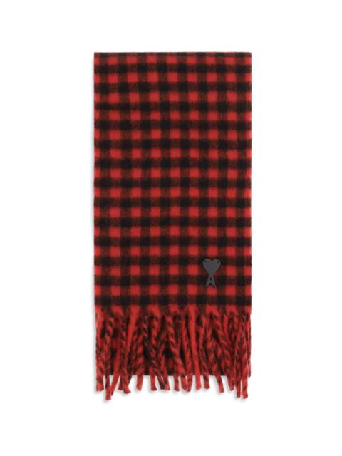 AMI Paris AMI Paris Ami De Coeur Checked Wool Scarf Rouge Rubis/Noir