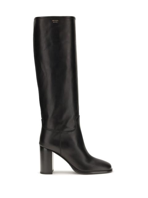 Prada Prada High Leather Boots Black Women