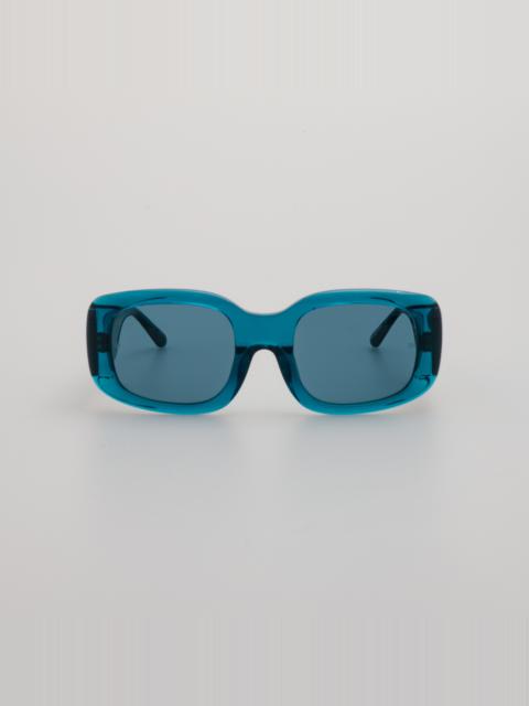 LINDA FARROW Celeste Oversize Sunglasses in Aqua