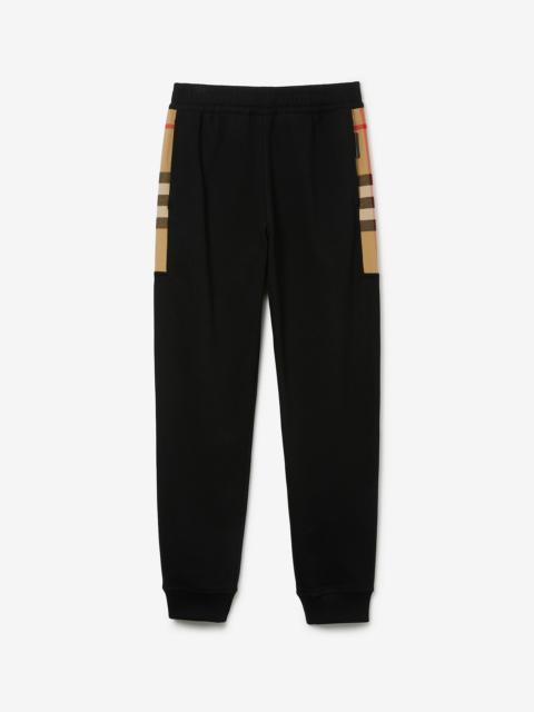 Burberry Check Panel Cotton Jogging Pants