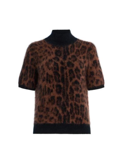 ADAM LIPPES Ari Leopard Brushed-Cashmere Top animal