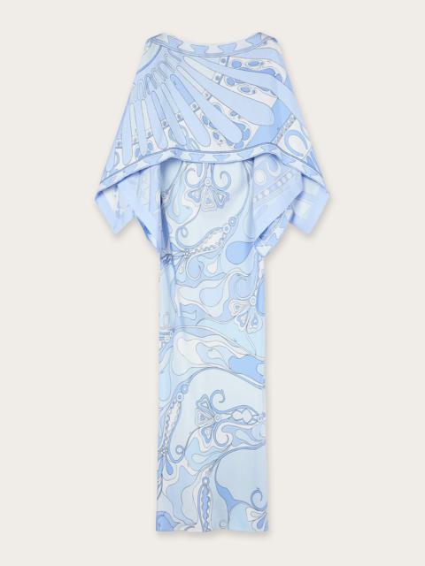 PUCCI ORCHIDEE AND SOLEIL PRINT SILK DRESS WITH CAPE