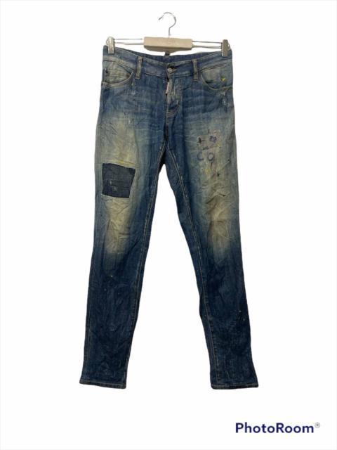 DSQUARED2 DSQUARED2 Distressed Denim Patchwork Painted Pants