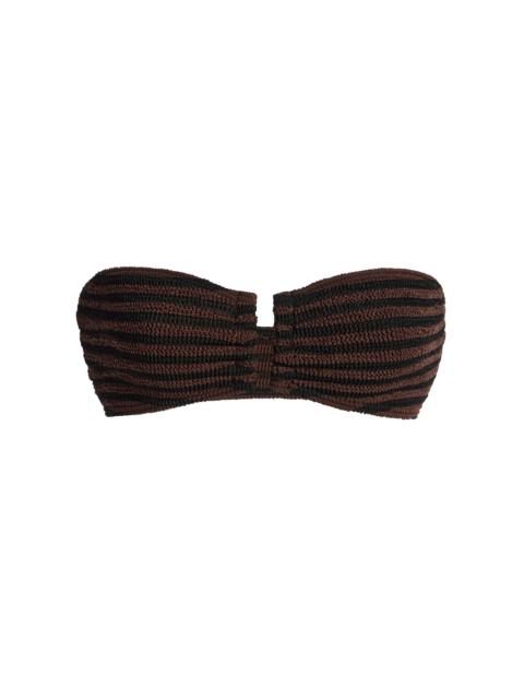 bond-eye Blacke Striped Bandeau Bikini Top brown