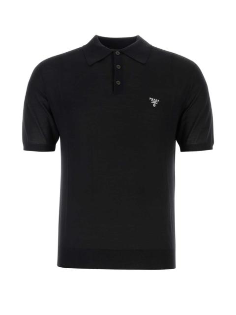 Prada Prada Men Black Wool Polo Shirt