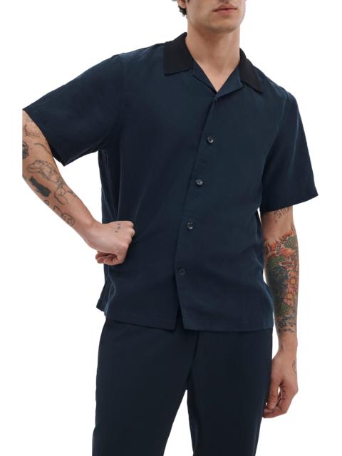 rag & bone rag & bone Avery Slub Camp Shirt in Navy at Nordstrom