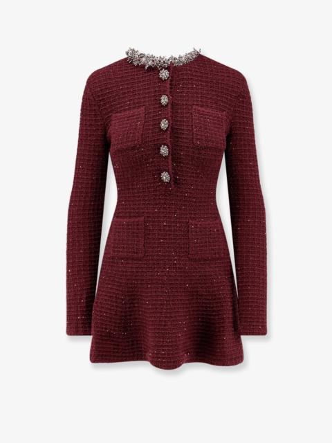 self-portrait Self-Portrait Knitted Bordeaux Dress with Jewel Details Burgundy