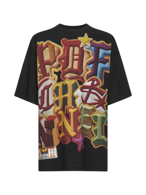 PDF Black cotton jersey printed T-shirt
