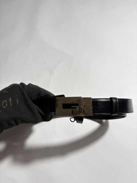 GUCCI VINTAGE GUCCI-TOM FORD BLOCK G BLACK LEATHER BELT