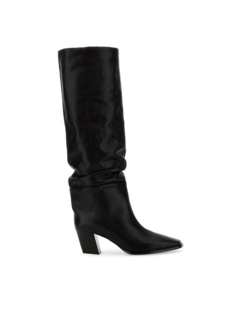 JIMMY CHOO JIMMY CHOO Hart 60 Knee High Black Leather 60 mm Heel Boots