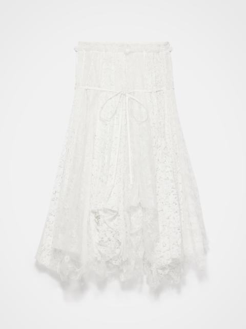 JW Anderson WOMENS MIXED LACE LONGLINE SKIRT IN WHITE