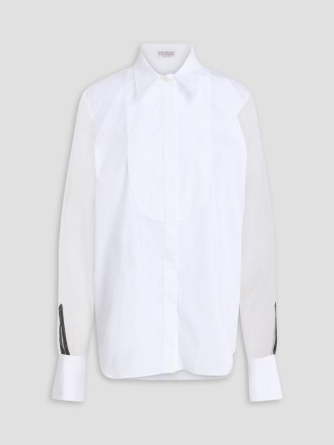 Brunello Cucinelli Bead-embellished organza and cotton-blend poplin shirt