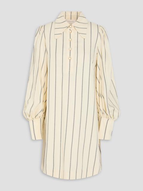 Zimmermann Striped linen-blend mini shirt dress