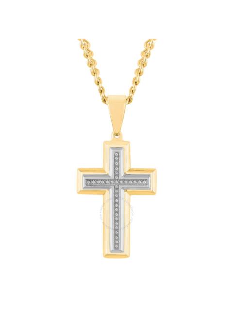 Other Designers Robert Alton 1/10CTW Diamond Stainless Steel with Yellow Finish Cross Pendant