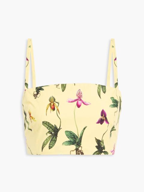 Oscar de la Renta Cropped floral-print cotton-blend poplin top