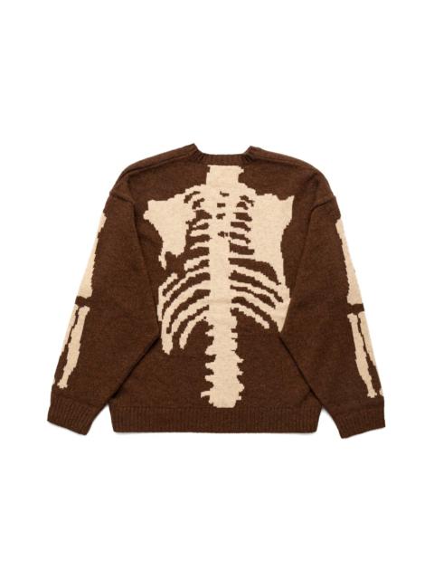 5G Wool BONE Crew Sweater - Brown