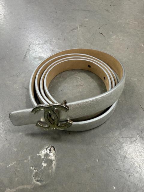 CHANEL Chanel Silver Cowhide Double C Jewelry Series Belt