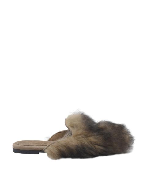 Dolce & Gabbana Dolce&Gabbana Women Logo Shearling And Suede Slippers