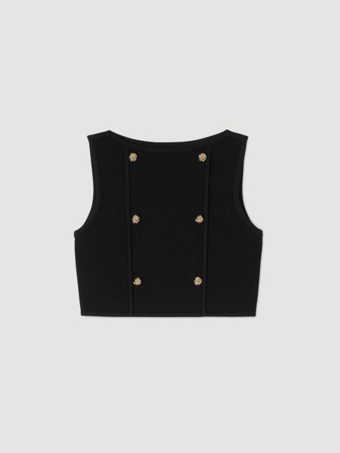 Sandro BUTTON DETAIL CROPPED KNIT TOP