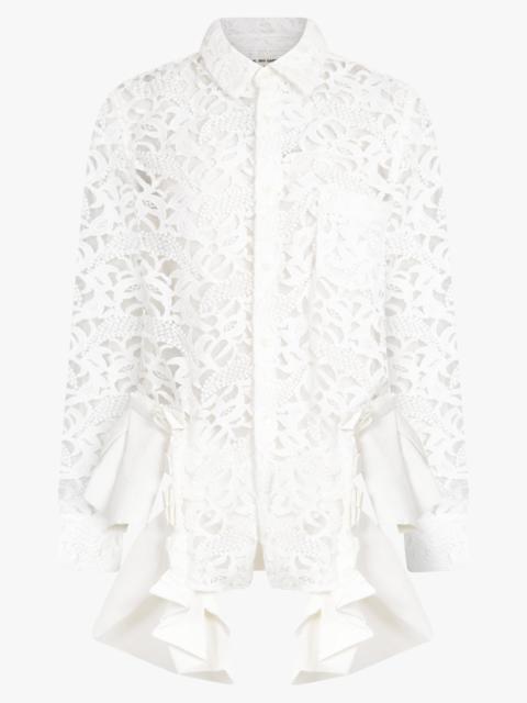 Comme Des Garçons LACE L/S SHIRT WITH RUFFLE PANELS | OFF WHITE