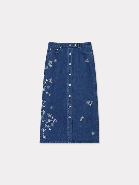 'KENZO Marguerite' embroidered long skirt in japanese denim