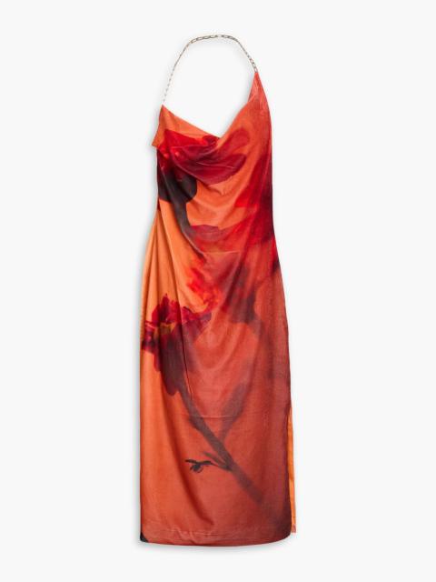 STINE GOYA Promise floral-print velvet halterneck midi dress