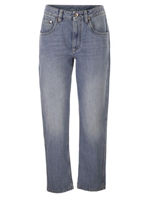 Brunello Cucinelli Brunello Cucinelli Women Straight Trousers In Authentic Denim With Shiny Bartack