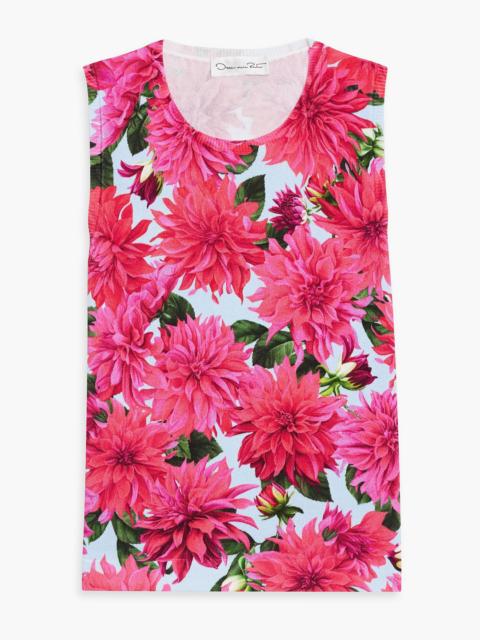 Oscar de la Renta Floral-print cotton-blend top