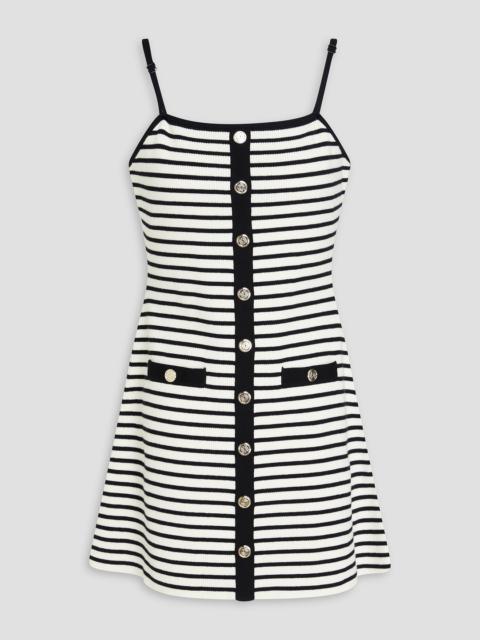maje Striped ribbed jersey mini dress